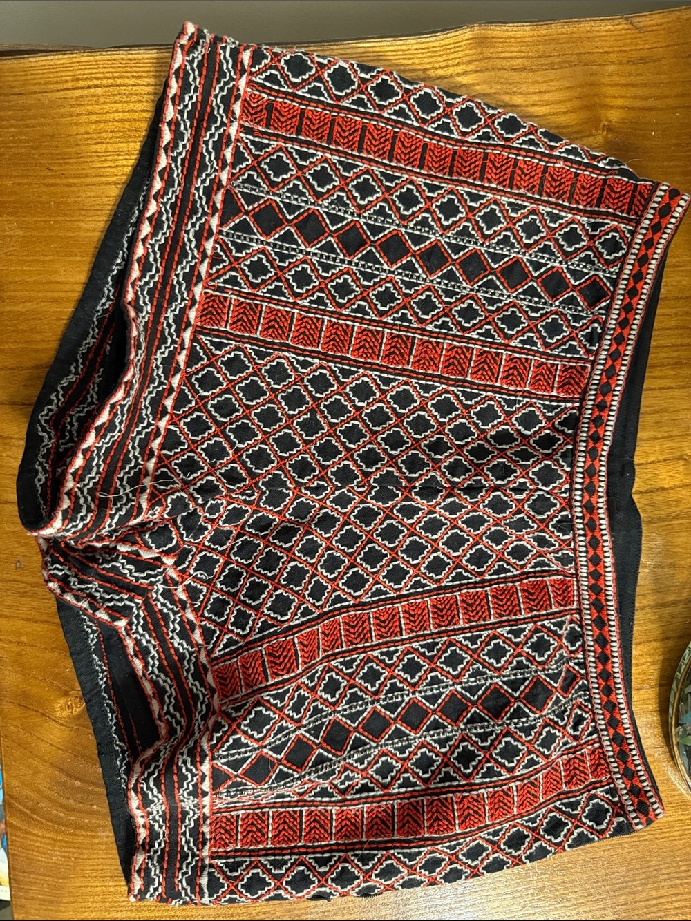 Forever 21 Black Knit Mini Skirt with Red and White Pattern